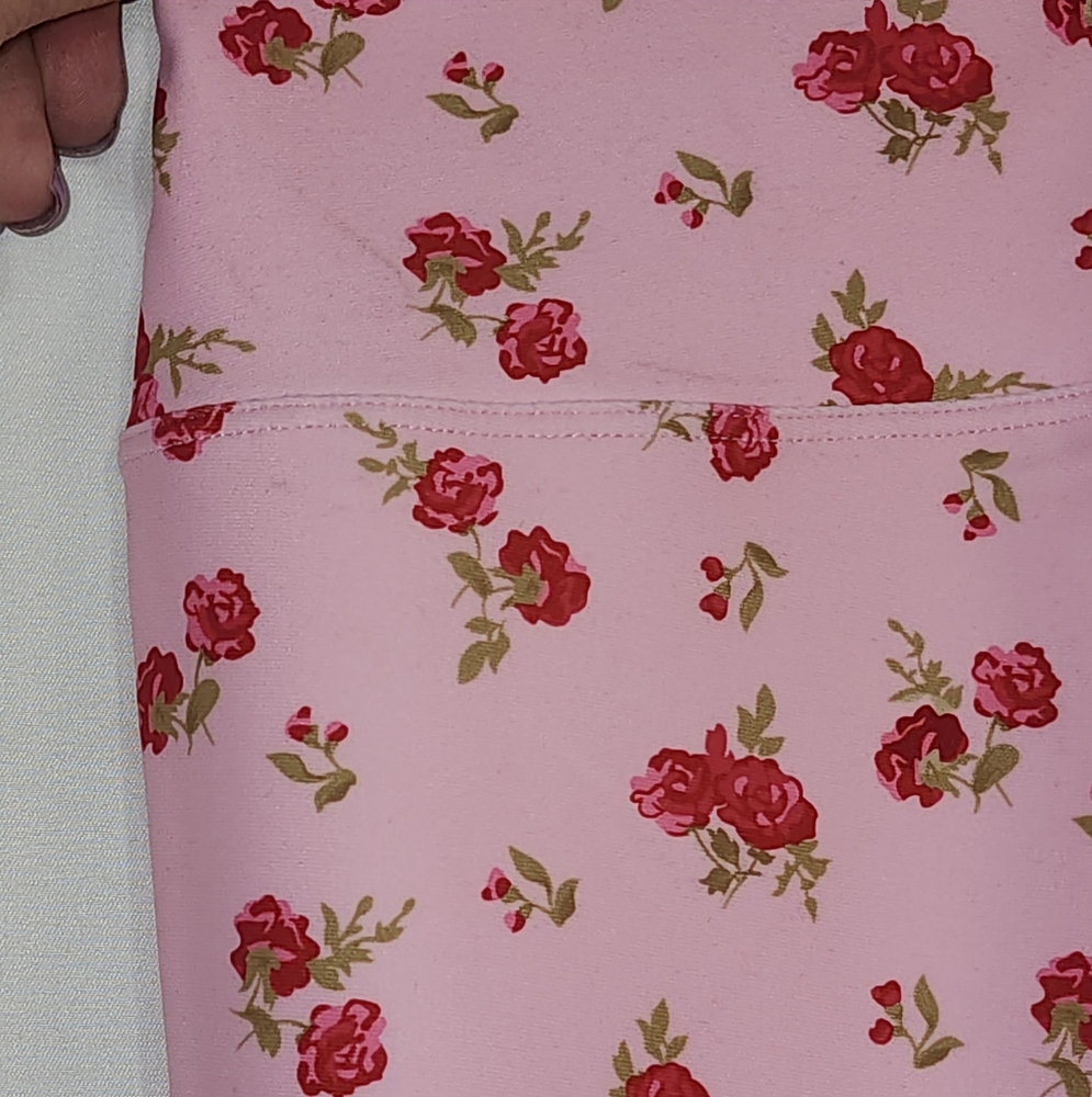 NWT Ampersand Pastel Pink Floral Leggings Balletcore Y2K Athleisure Size XL & 3X - Picture 6 of 16